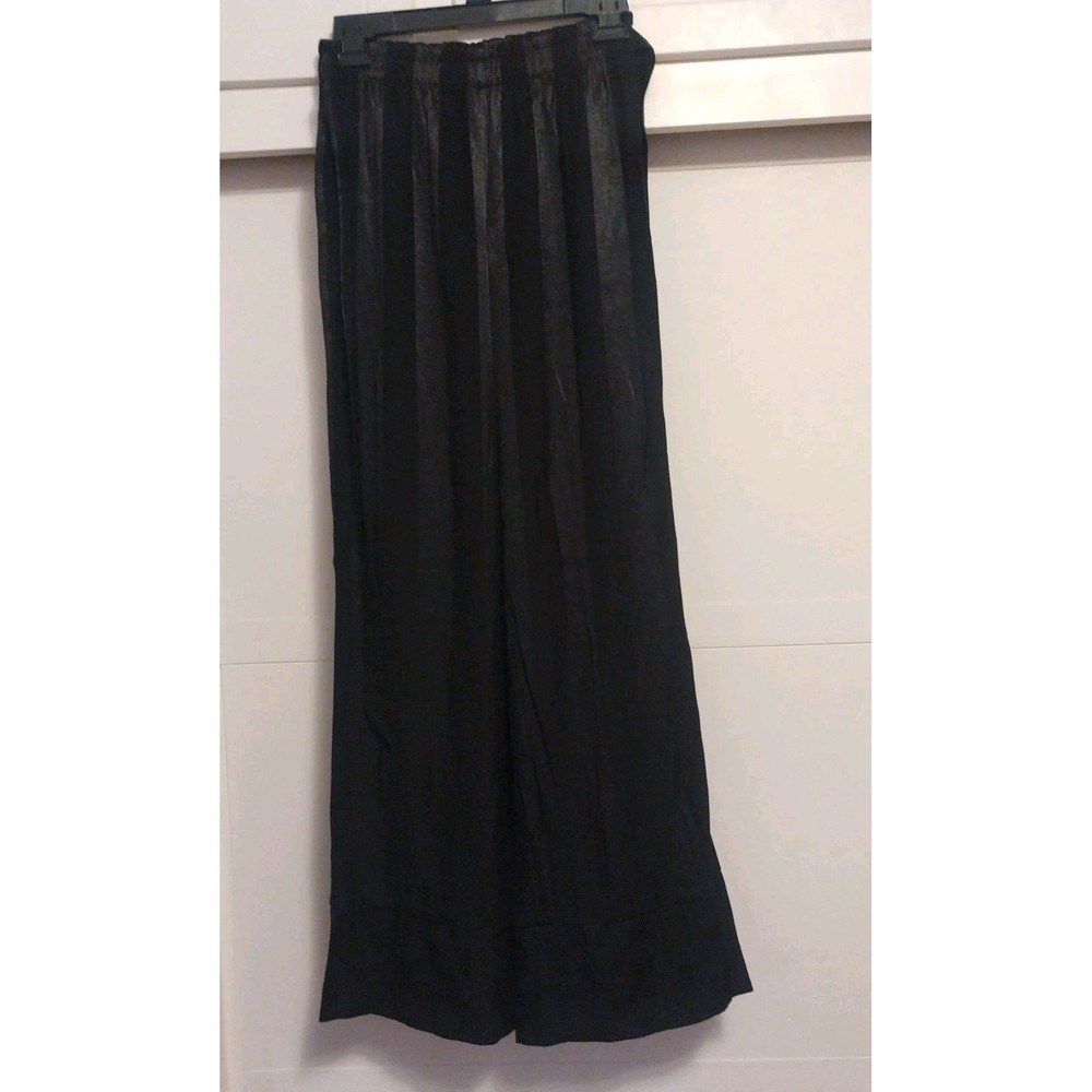 Victoria's Secret Women's Black Satin Striped Polka Dot Wide Leg PJ Pants SZ XS